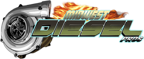 Logo for Midwest Diesel Pros: a chrome turbocharger with a flame and text.