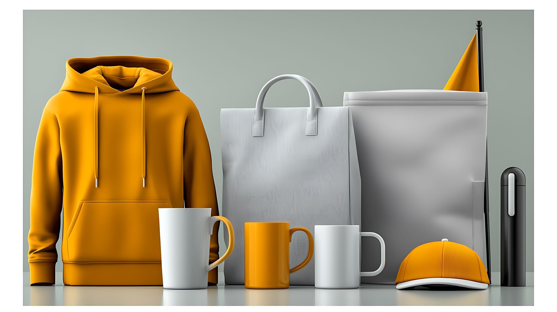 Custom hoodie, mugs, and bags for events by a leading promotional product supplier.