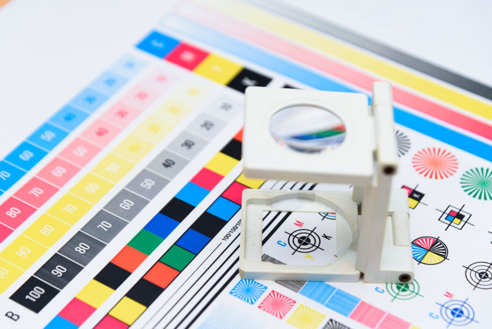 Counter checking registration and color management markers for high-quality custom digital printing.