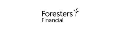 A black and white logo for foresters financial