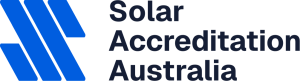 Logo of Solar Accreditation Australia in blue and black.