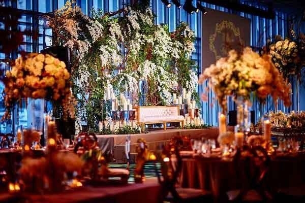 side view of wedding altar