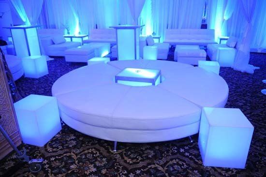 round white lounge seating area at party