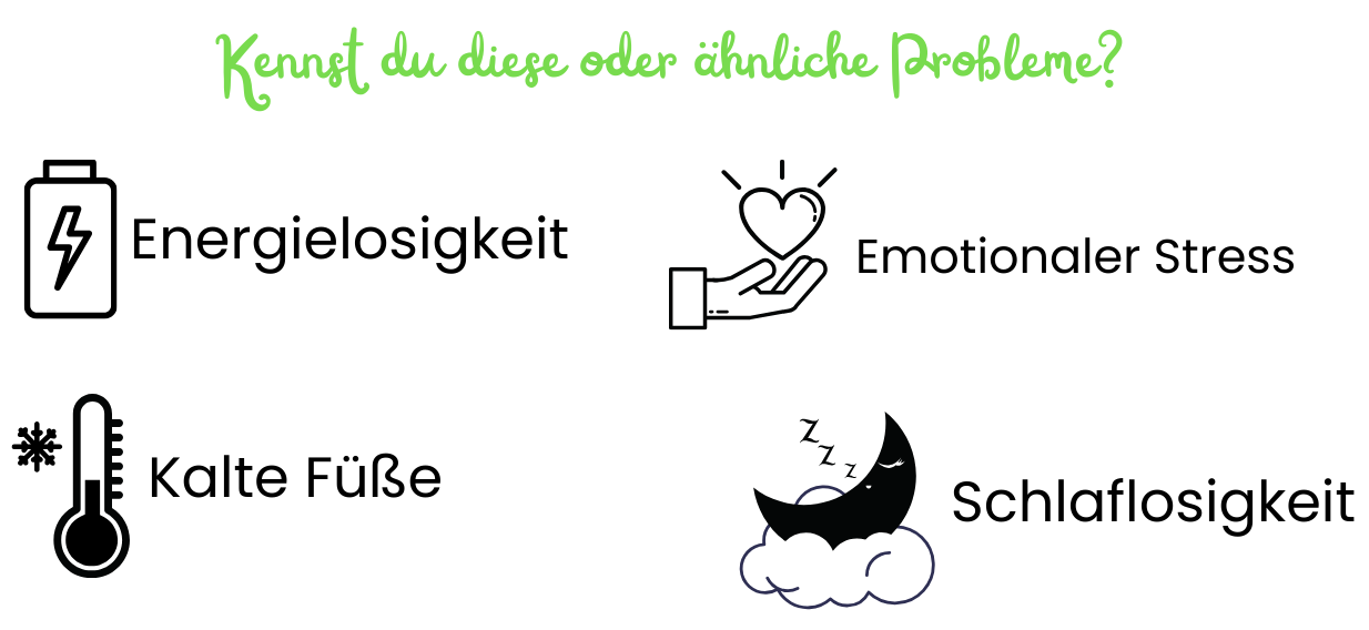 Probleme: Energiemangel, kalte Füße, emotionaler Stress und Schlaflosigkeit.