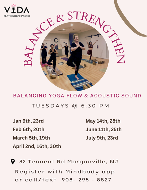 Balance & Strengthen Yoga Flyer — Morganville, NJ — Vida Holistic Wellness
