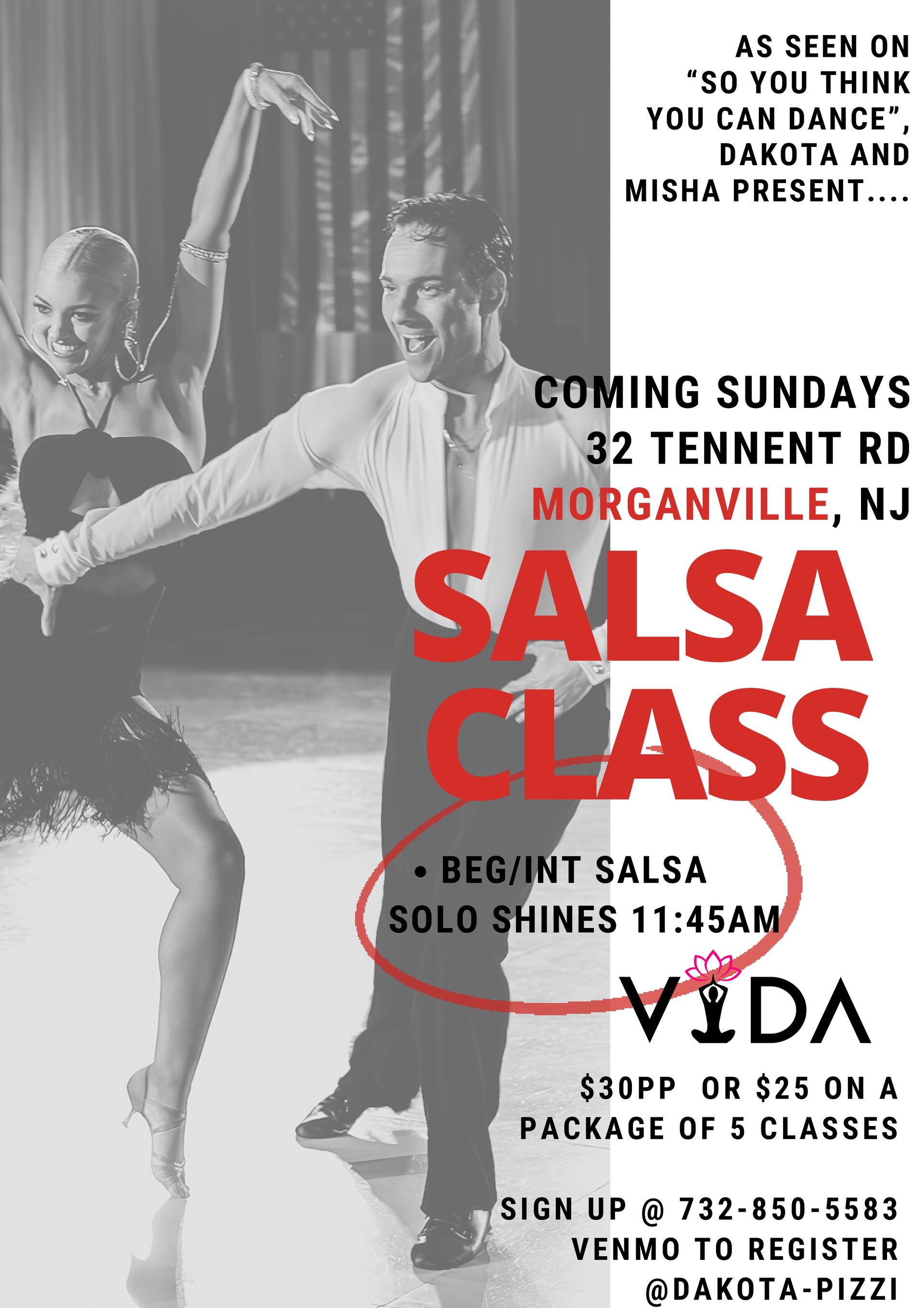 Class Salsa Flyer — Morganville, NJ — Vida Holistic Wellness