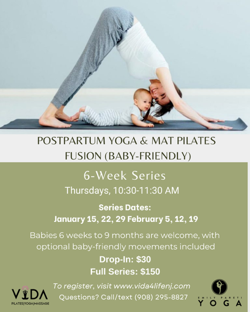 Advertisement for a healing Hatha yoga class led by Julia Anne, every Tuesday 6:30-7:30 PM. Includes extended savasana massage.