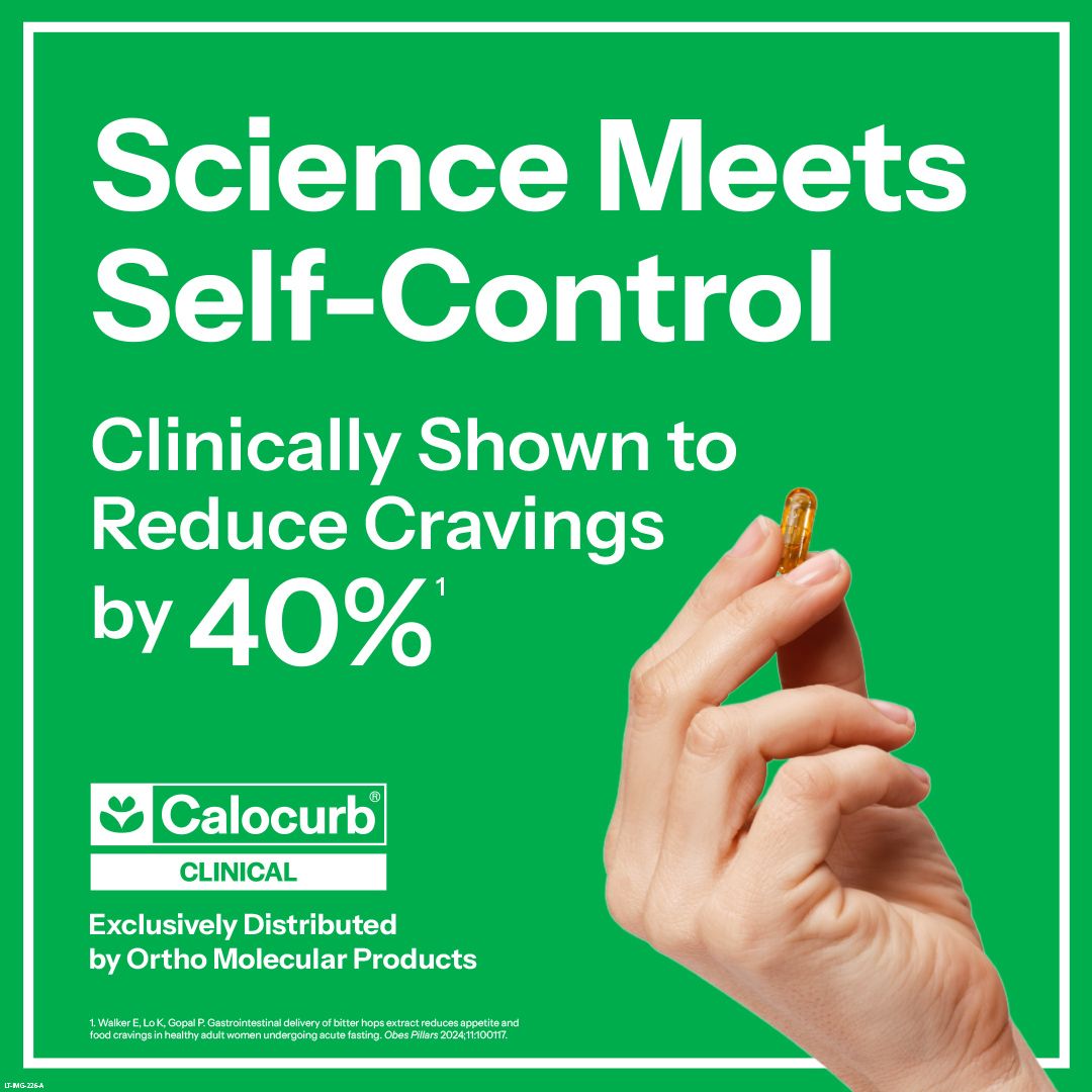 Ad for Calocurb. Hand holding pill, text: