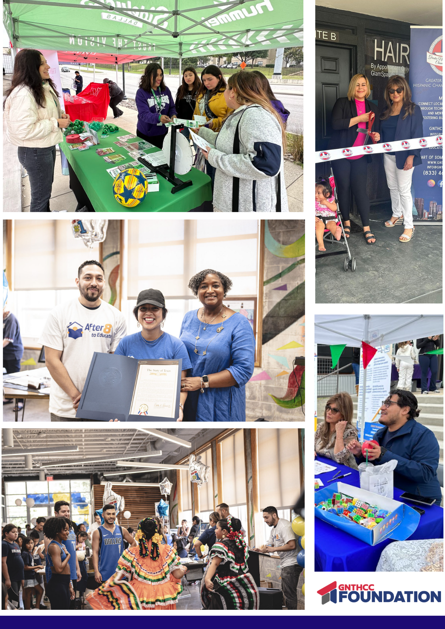 A collage of photos of people at a community event.