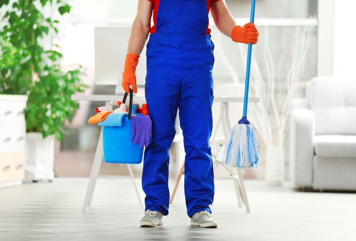 Janitor With Mop And Bucket — Anchorage, AK — A Affordable Cleaning By Diane's Service