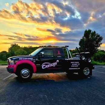 Black and pink tow truck, 