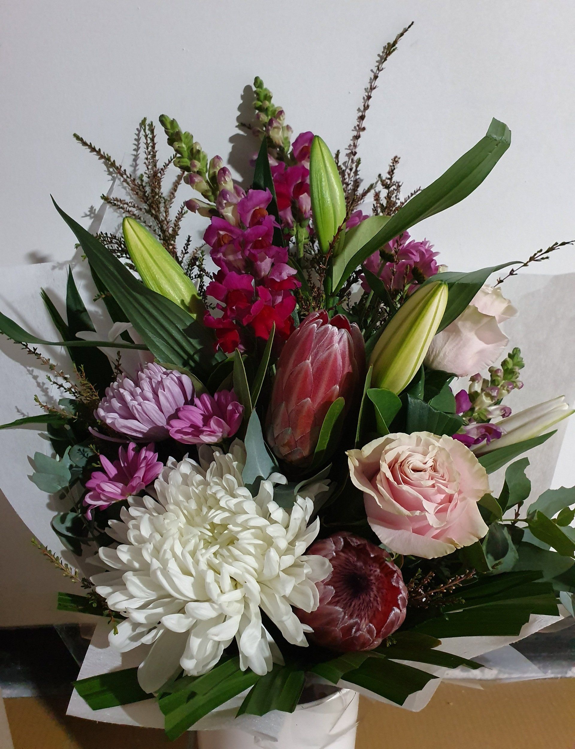 Buoquet of Flowers with Asters and Roses — Wynnum, QLD — Wynnum Plaza Florist