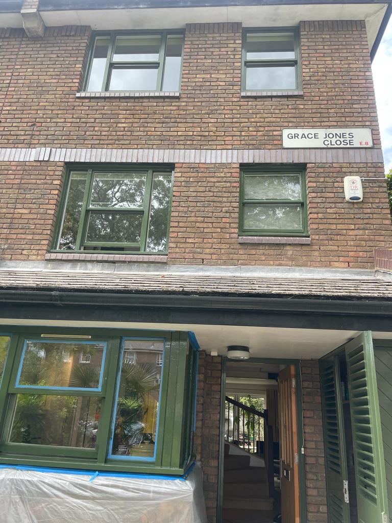 Picture of an exterior timber window painted by painters and decorators London