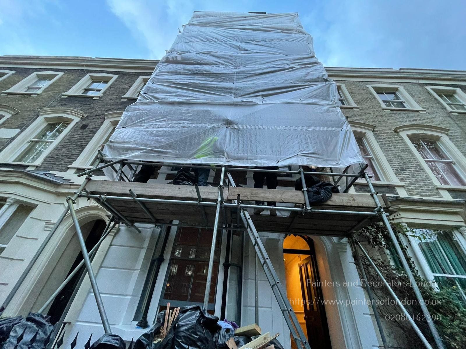 A picture of scaffolding outside a London property