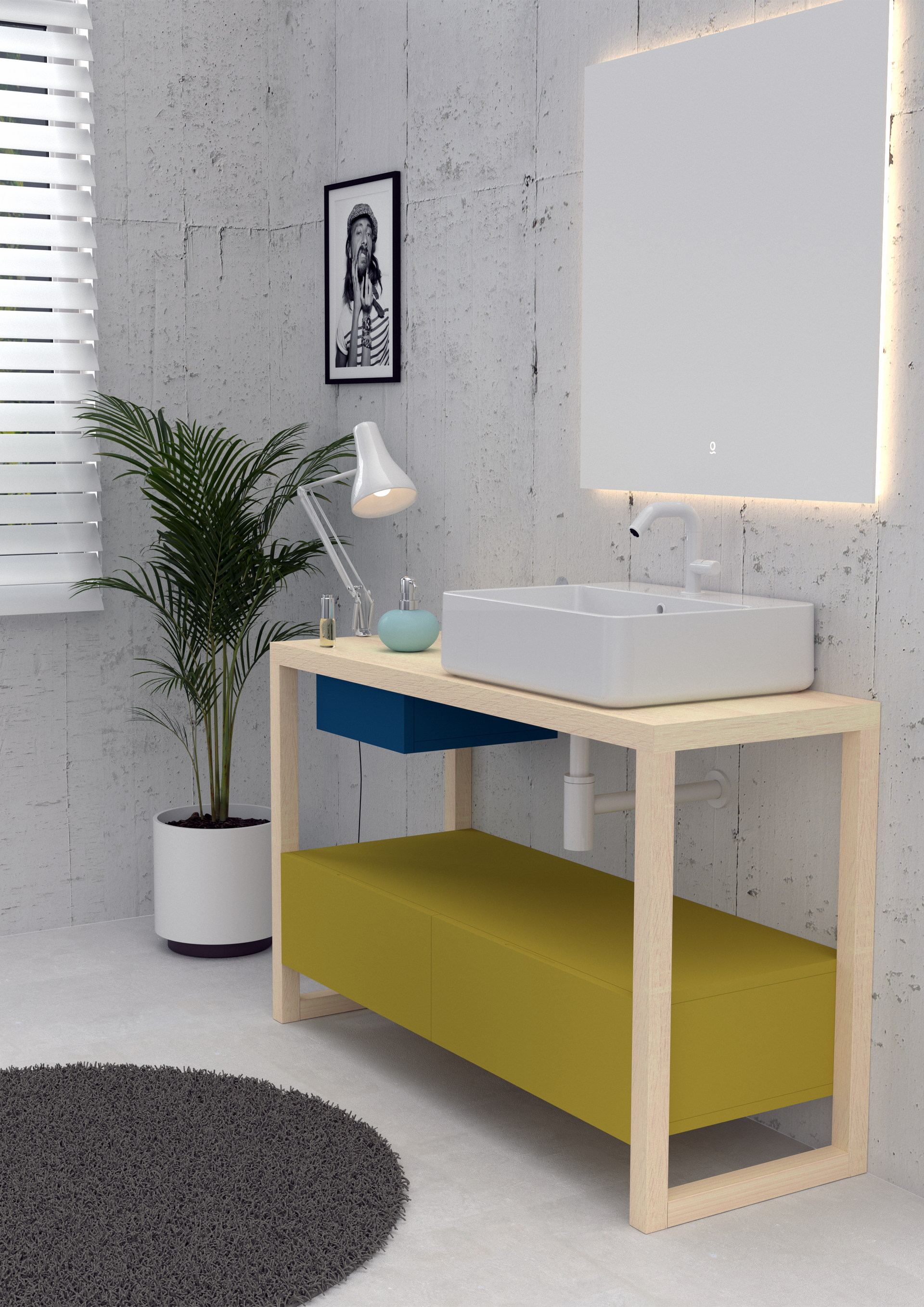 lavabo de diseño cilíndrico