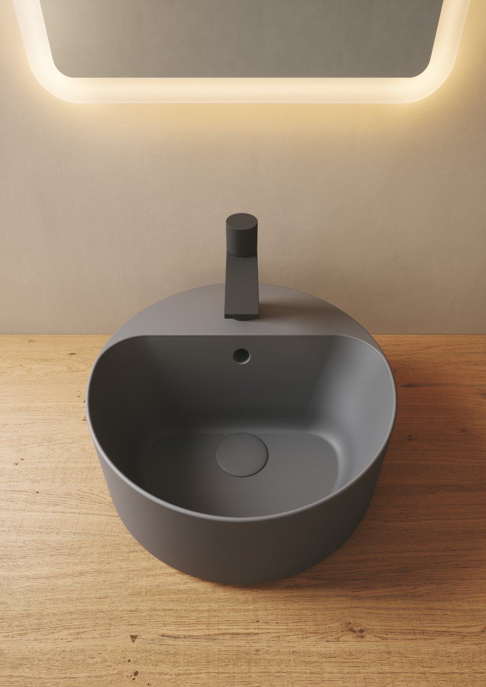 Round grey washbasin