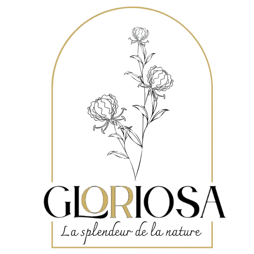 Un logo pour gloriosa la splendeur de la nature avec un dessin de fleurs.