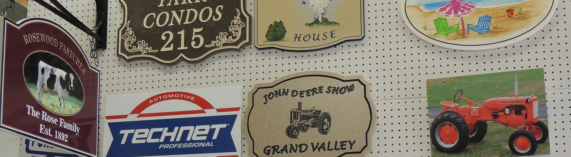 Signs for sale, including