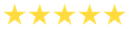 Five yellow stars are lined up in a row on a white background.