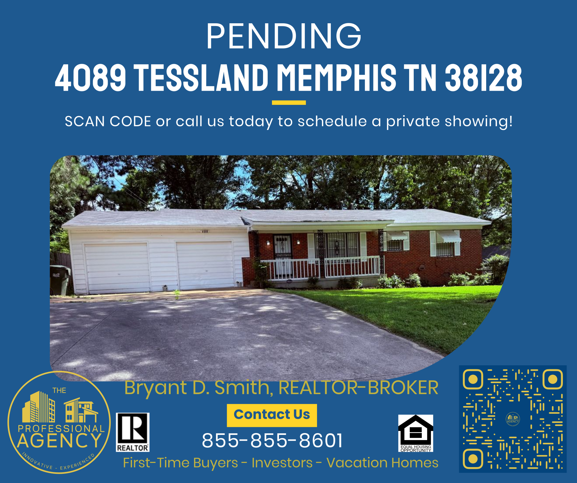 Real estate sign for 4089 Tessland, Memphis, TN 38128, marked