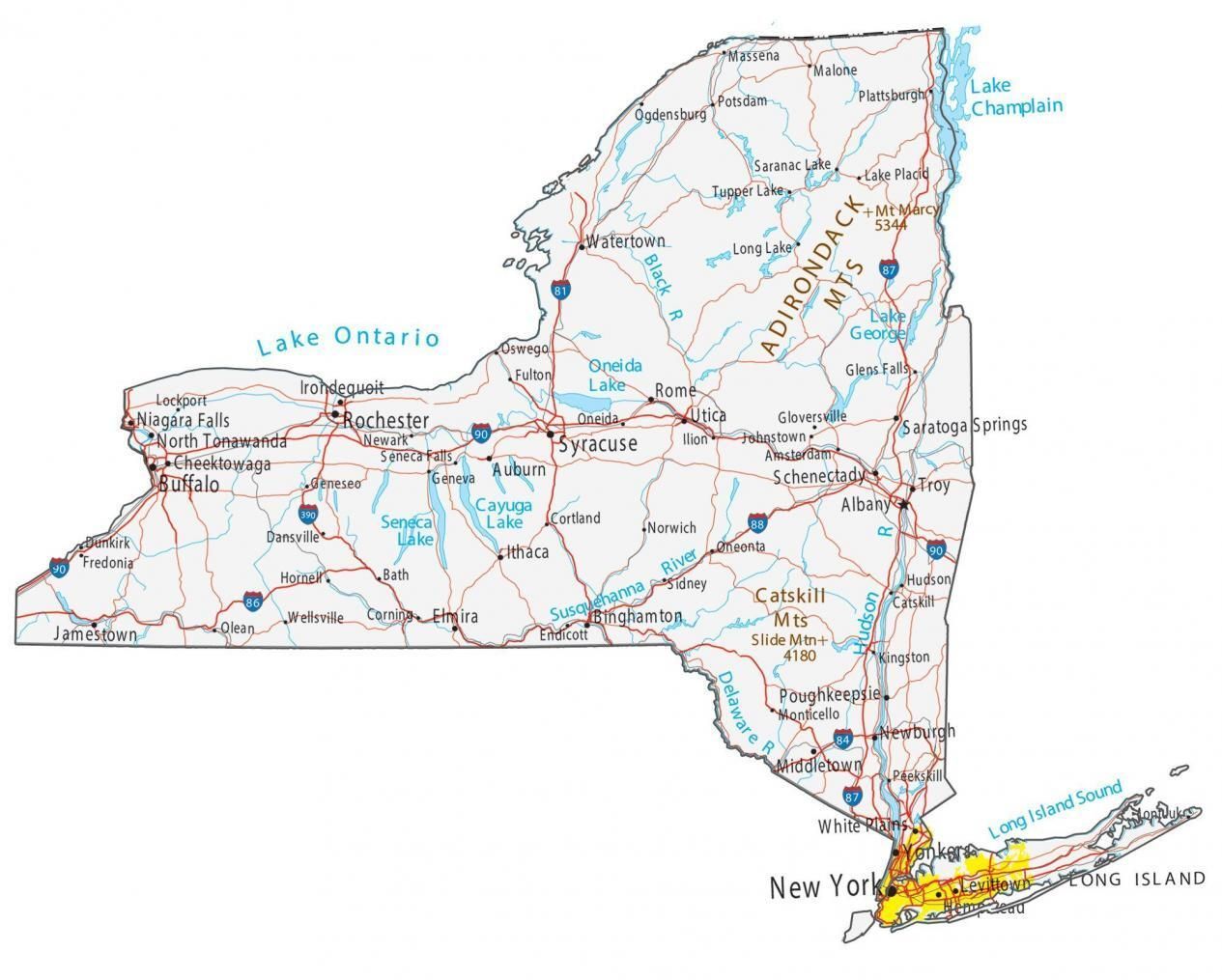 Map of our aircraft detailing service area, the state of new york