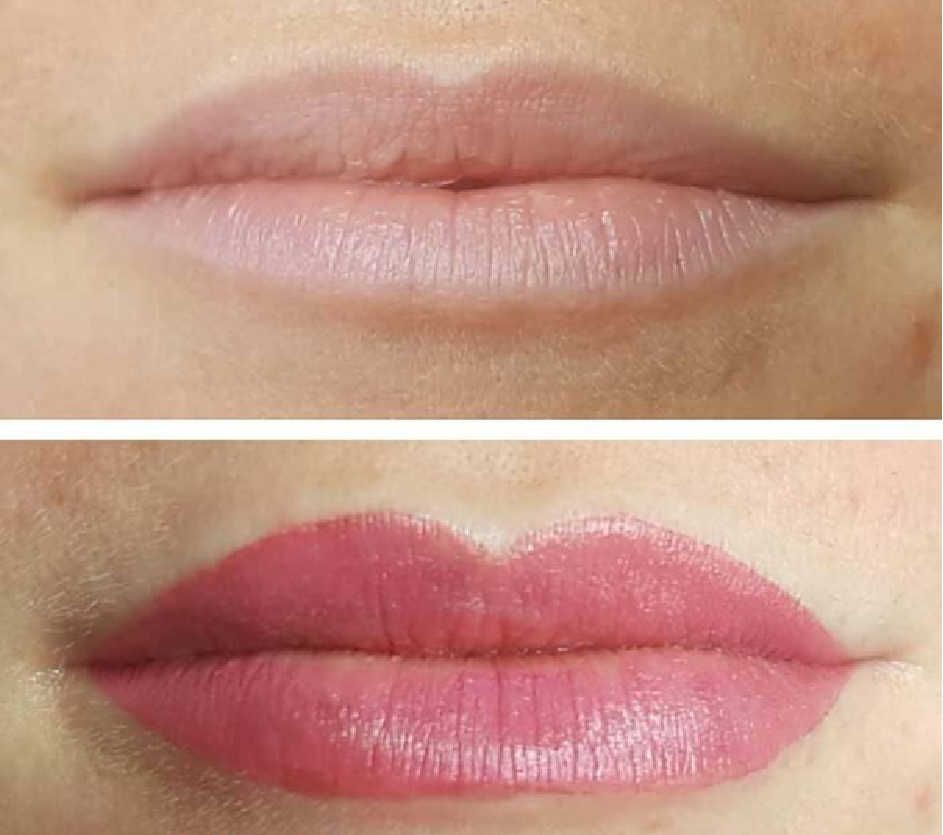 lip tattoo before vs after