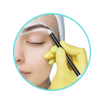 A woman undergoing eyebrow microblading treatment