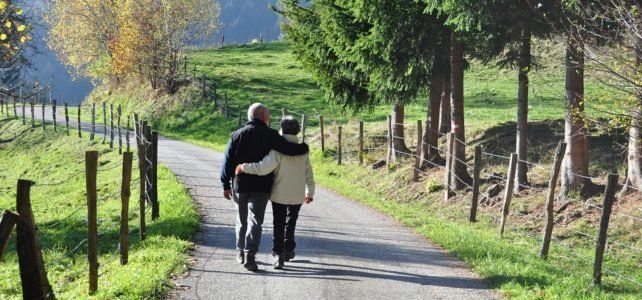 Senior Couple Walking in Park — San Marcos, CA — Care Choice Home Care