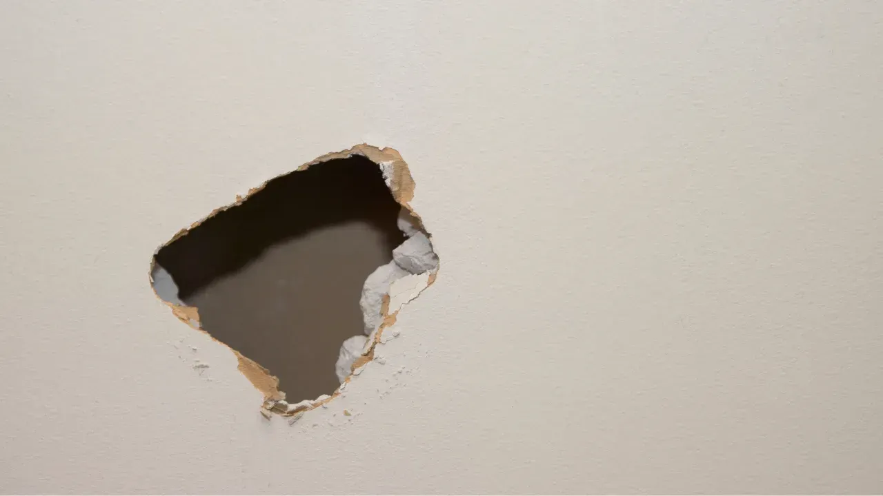 Drywall with a hole in it