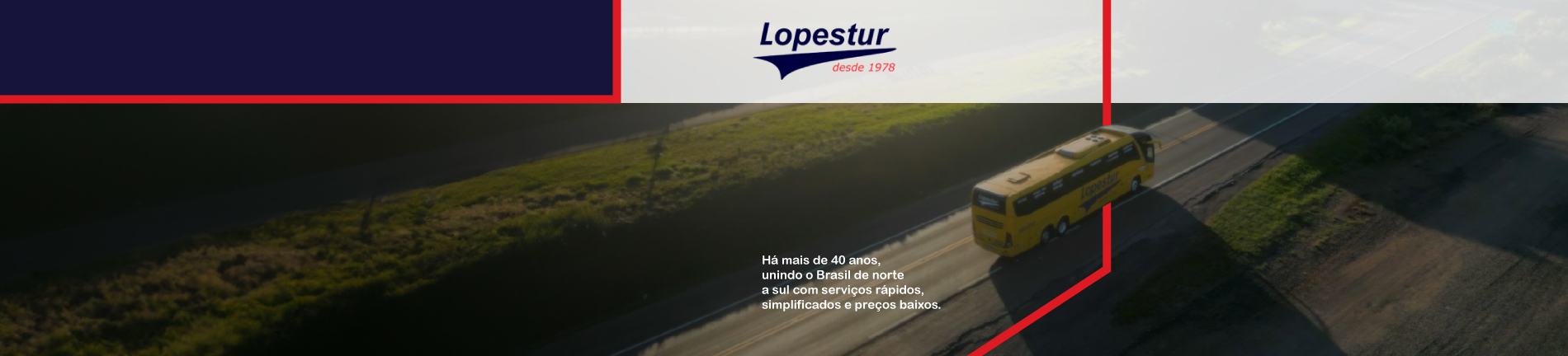 Imagem de banner com uma casa no meio de uma floresta com montanhas ao fundo.