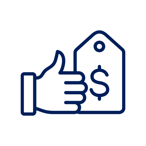 a hand is giving a thumbs up next to a price tag with a dollar sign on it .