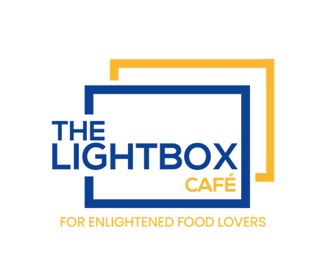 The logo for the lightbox cafe for enlightened food lovers.
