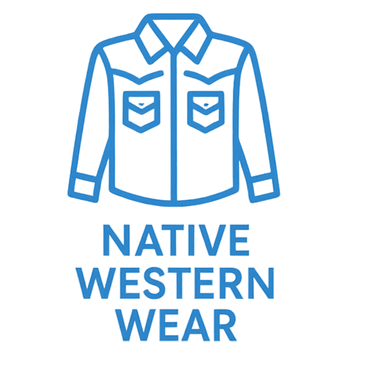 Blue outline of a western shirt with the text 