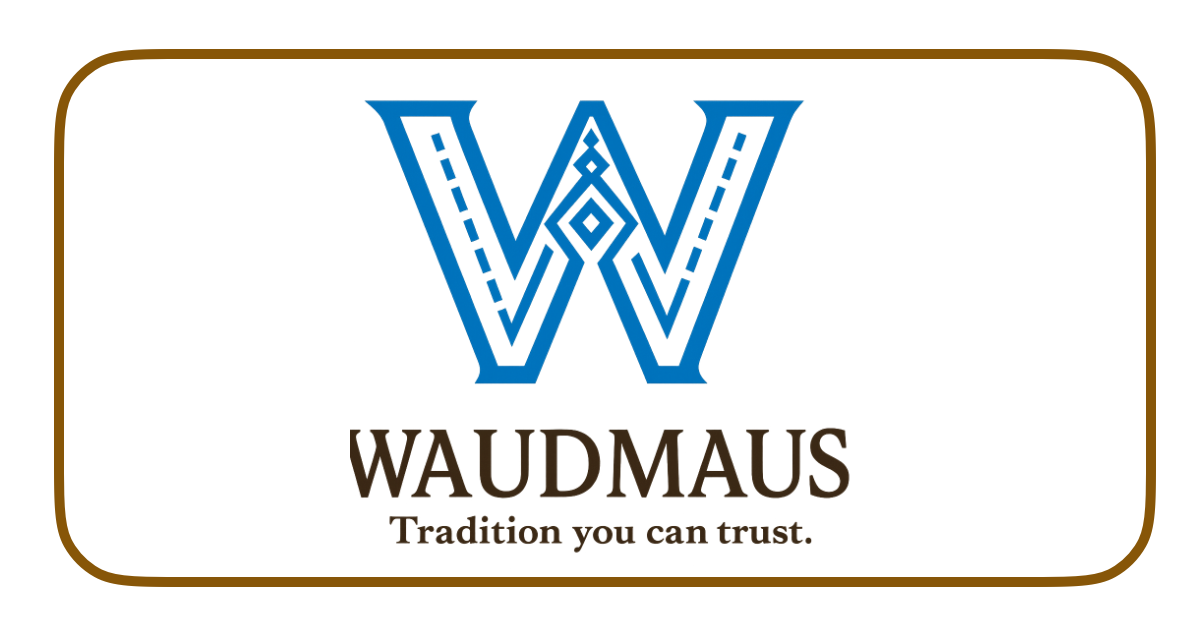 Logo for Waudmaus, featuring a blue 