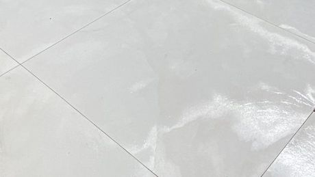 White concrete mix in backyard