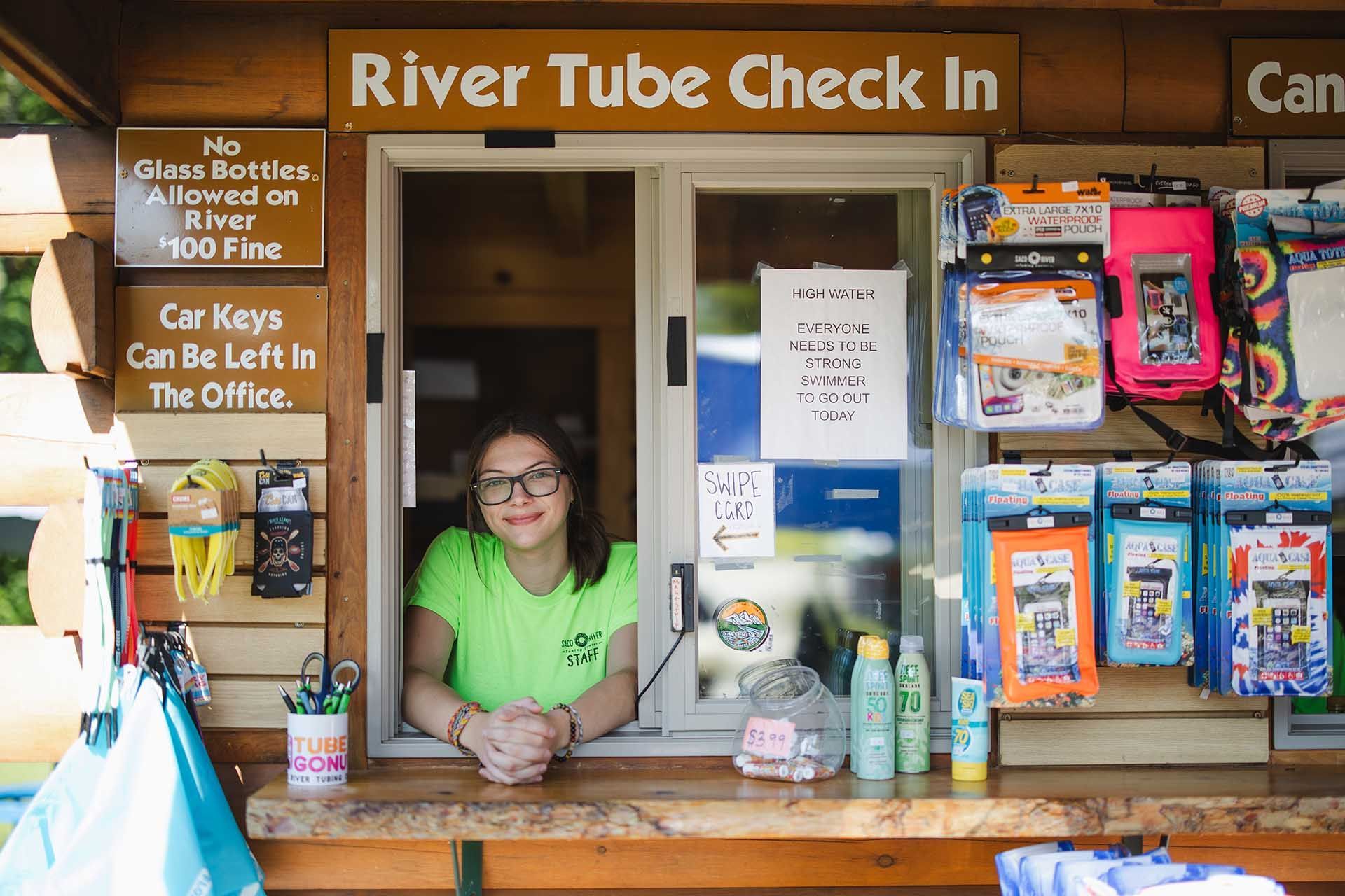Woman Standing Behind a Counter