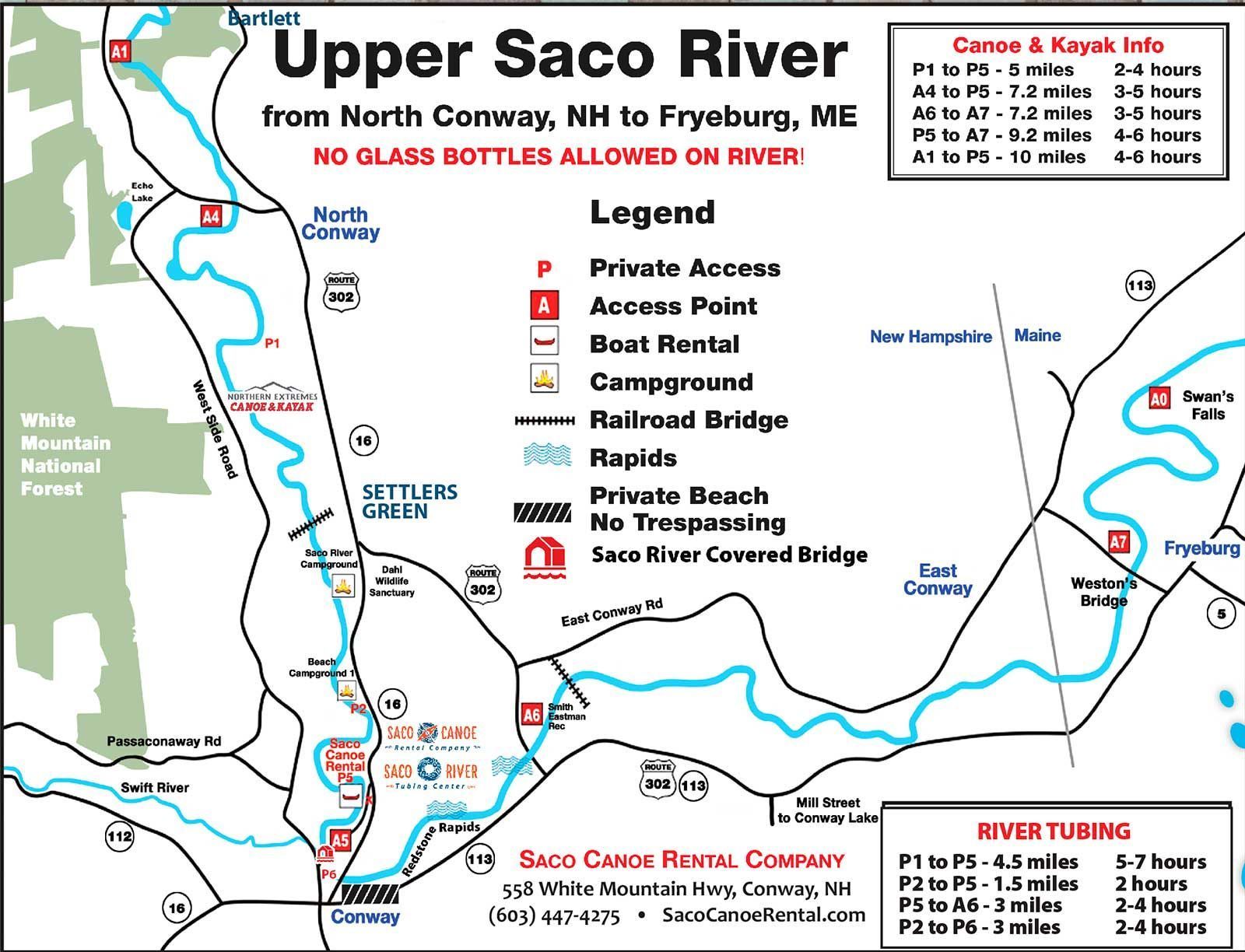 Map of the Saco River | Saco River Tubing Center