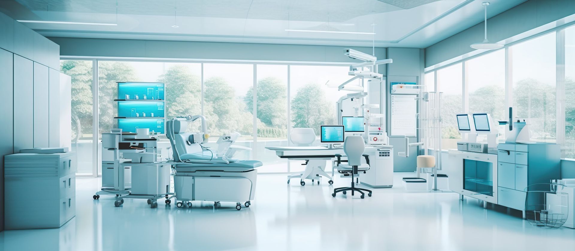 It is a very large room with a lot of windows.