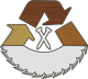 Recycling symbol with wooden arrows, nails, and a saw blade, representing wood recycling.