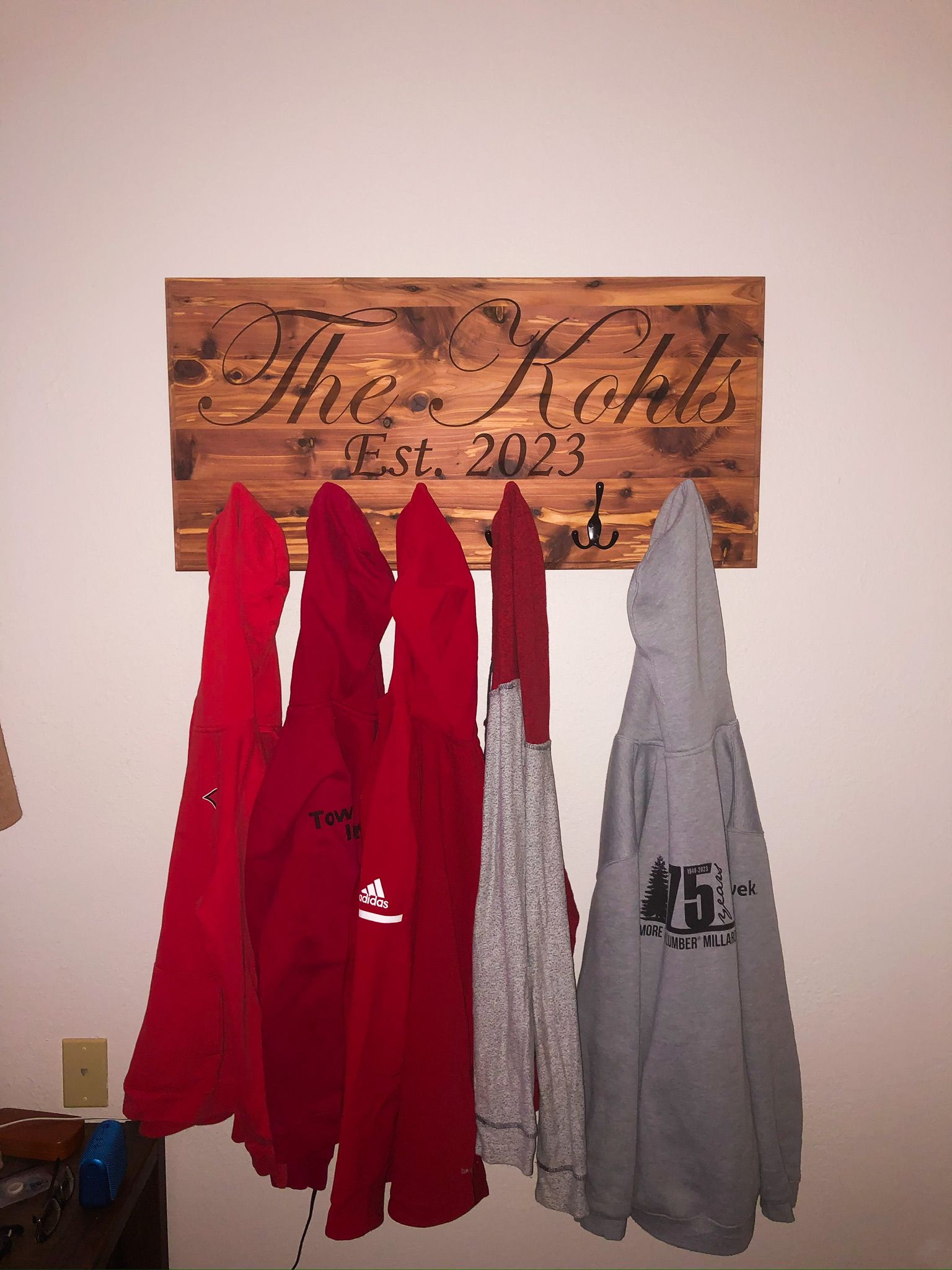 Wooden coat rack with 