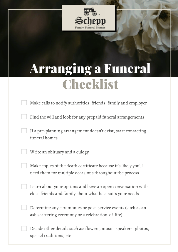 Arranging a Funeral Checklist
