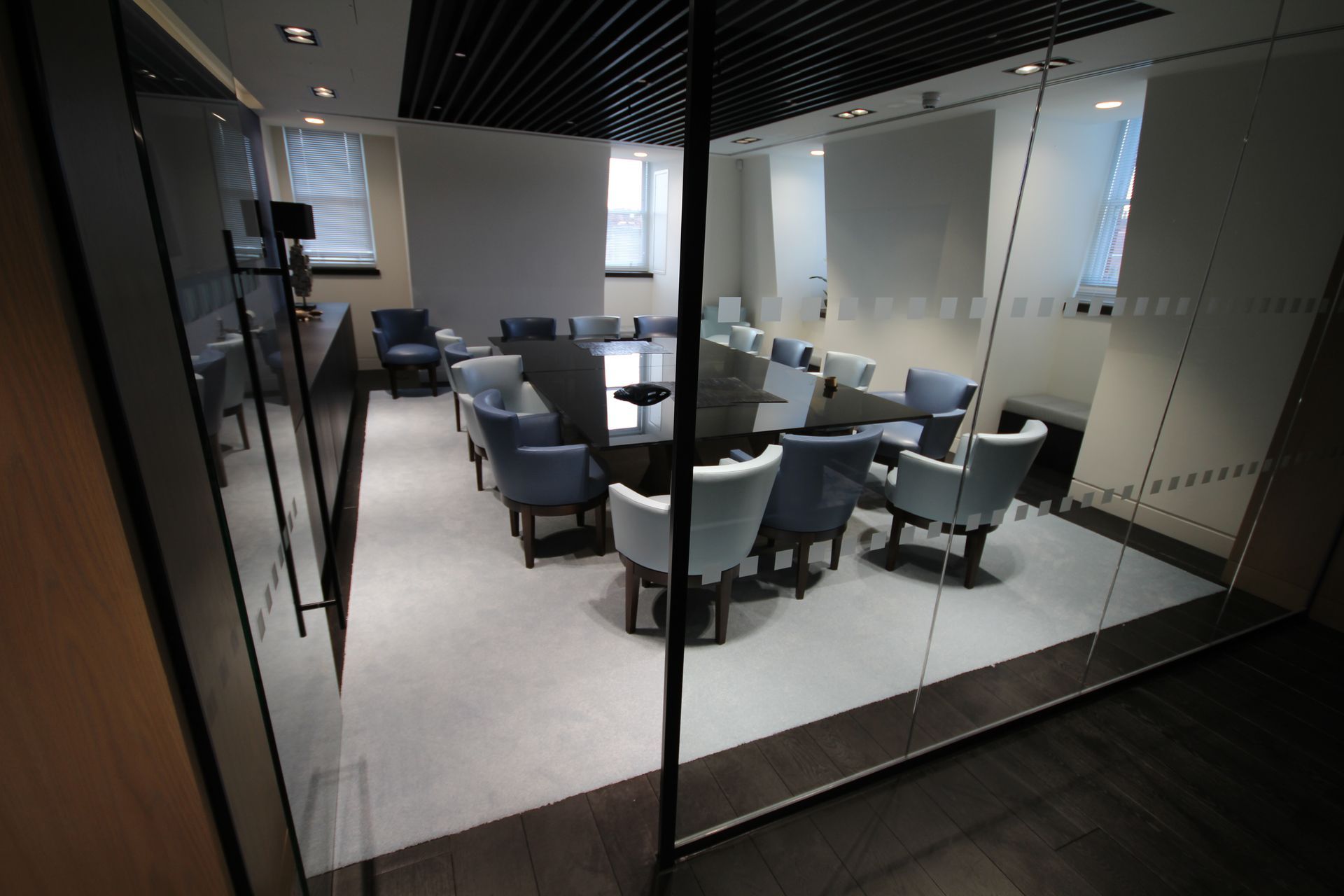 Sloane Street conference room with Matt Black Oiled Finish flooring