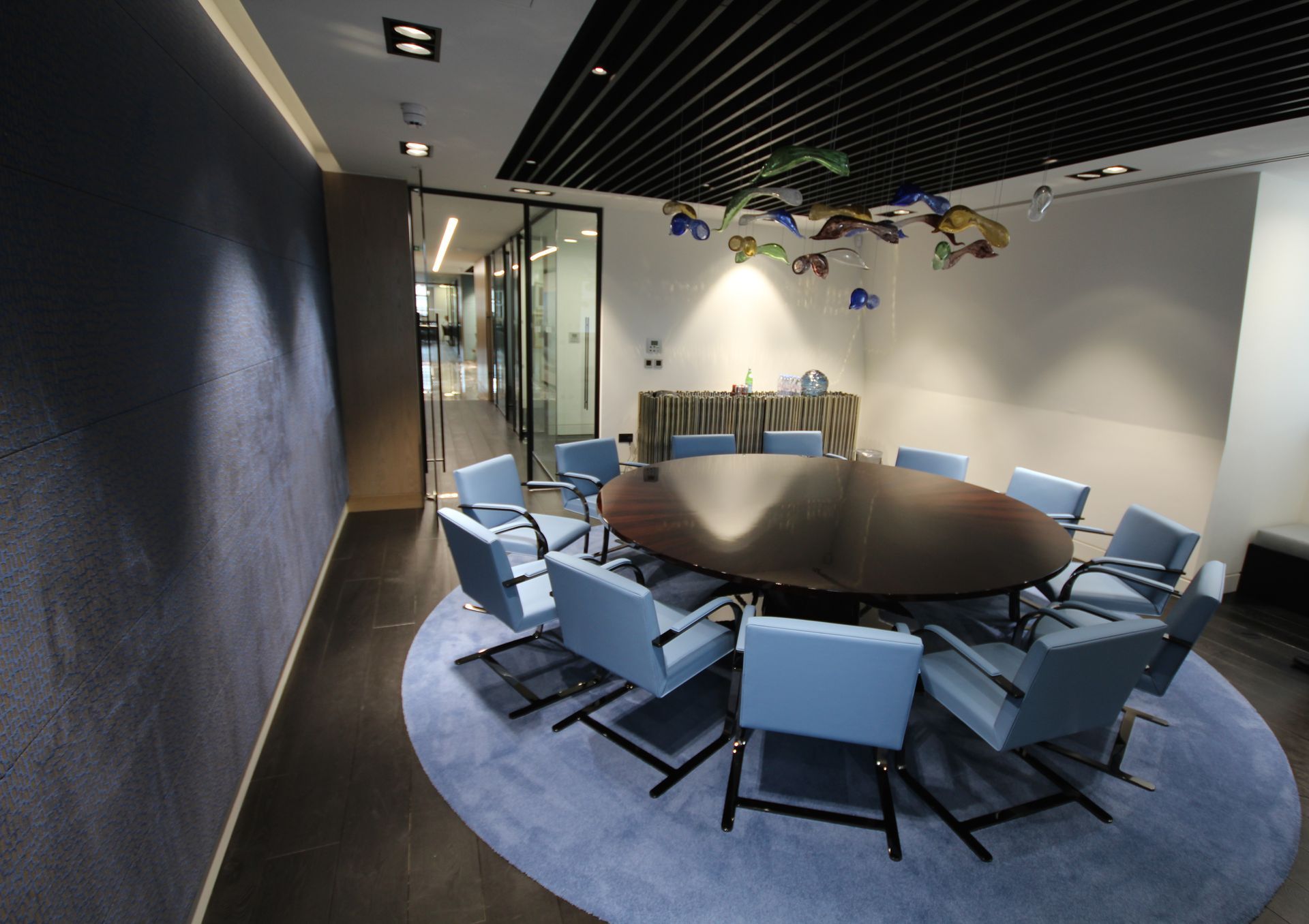 Conference room flooring with Matt Black Oiled Finish at Sloane Street, London