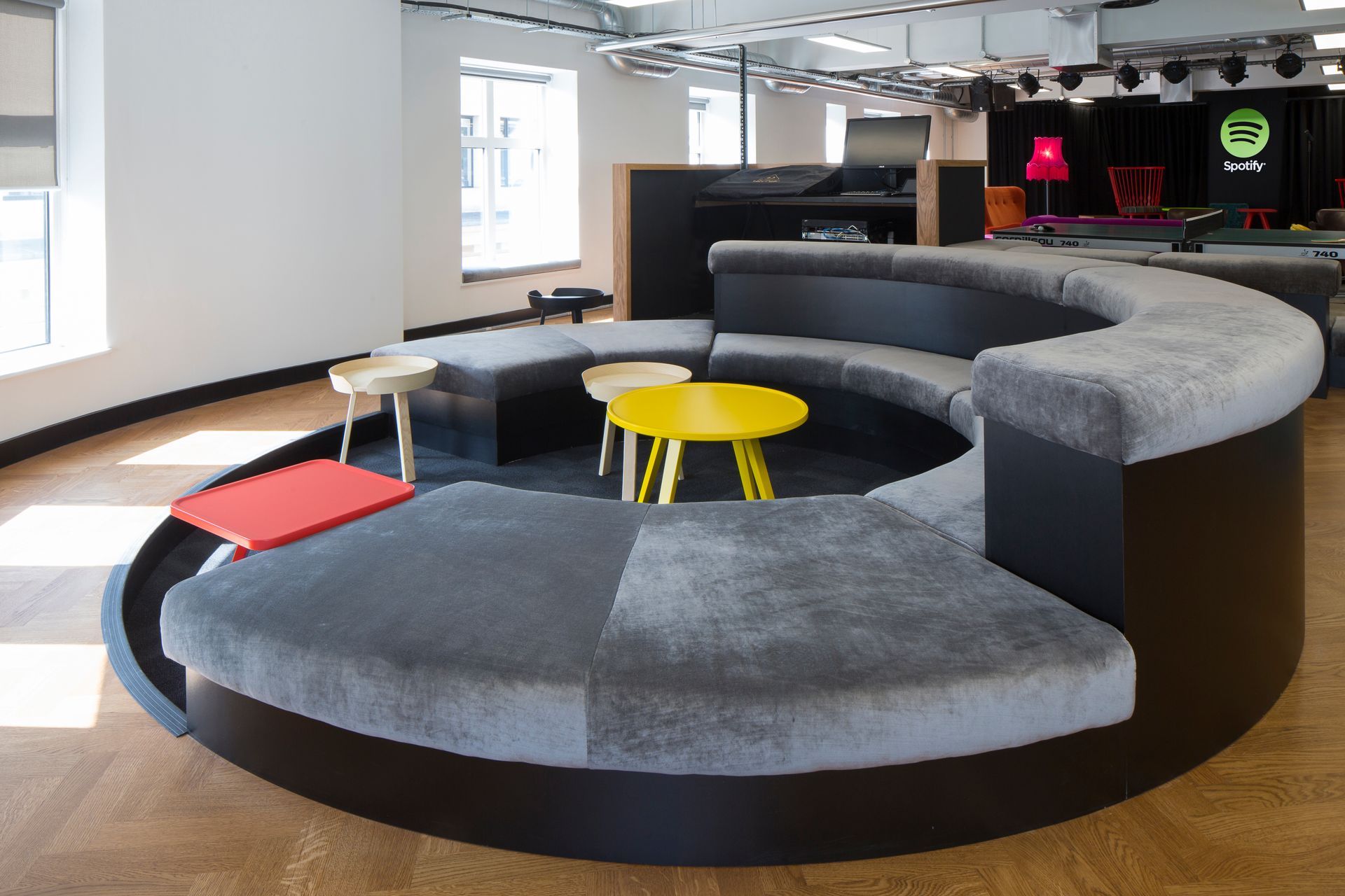 Coloured Stain and Clear Oiled Flooring at Spotify Lounge in London