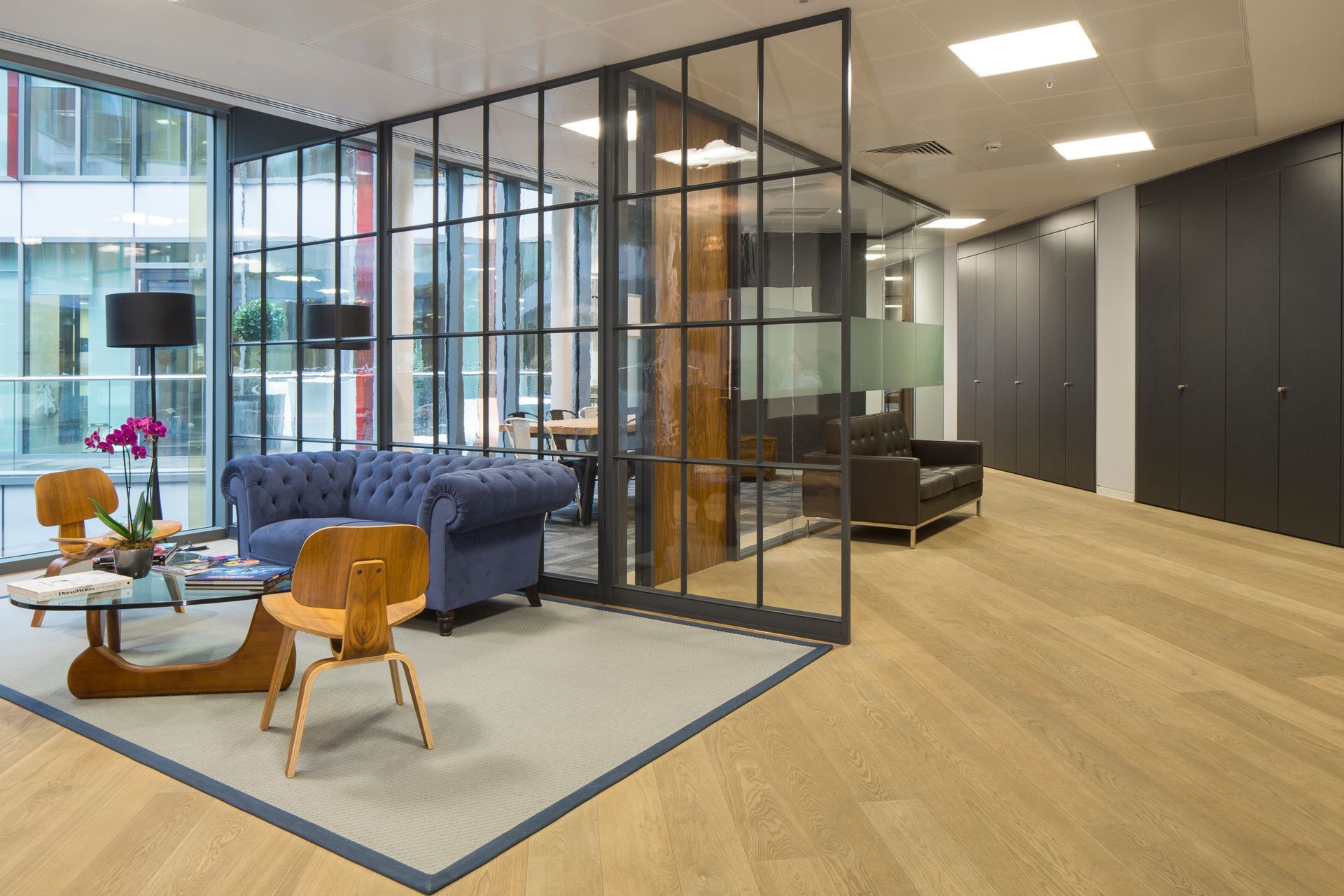 Dreamworks waiting room with Natural Oil flooring fitted by Dyfed Richards