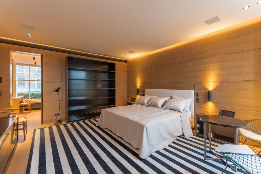Bedroom with Bespoke Oil flooring at Private Residence in Kensington
