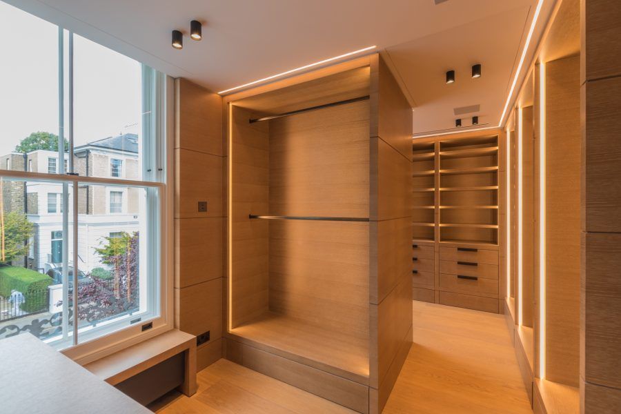 Bespoke Oil flooring in walk in closet of Private Residence, Kensington