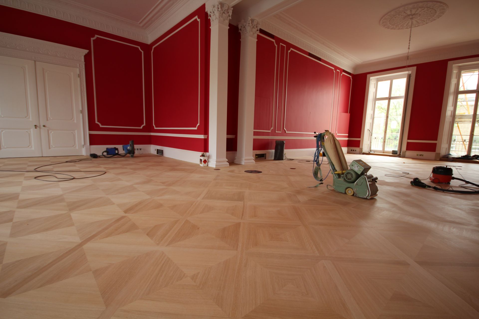 Pre finished chequered Prime Grade Panelled Oak Flooring in Main Hall of German Embassy