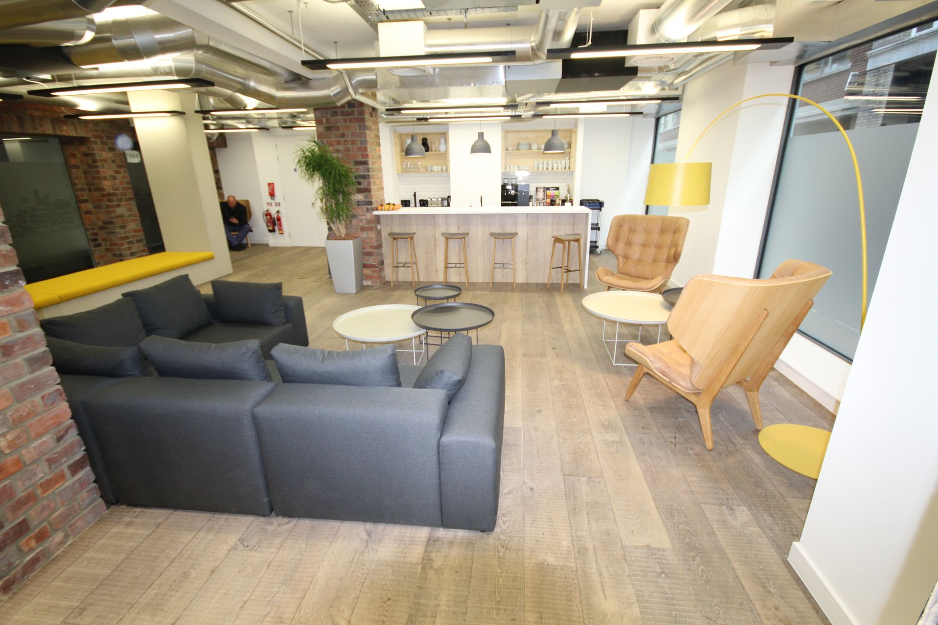 Smoked Oak Finish flooring in the lounge area of Snapchat London