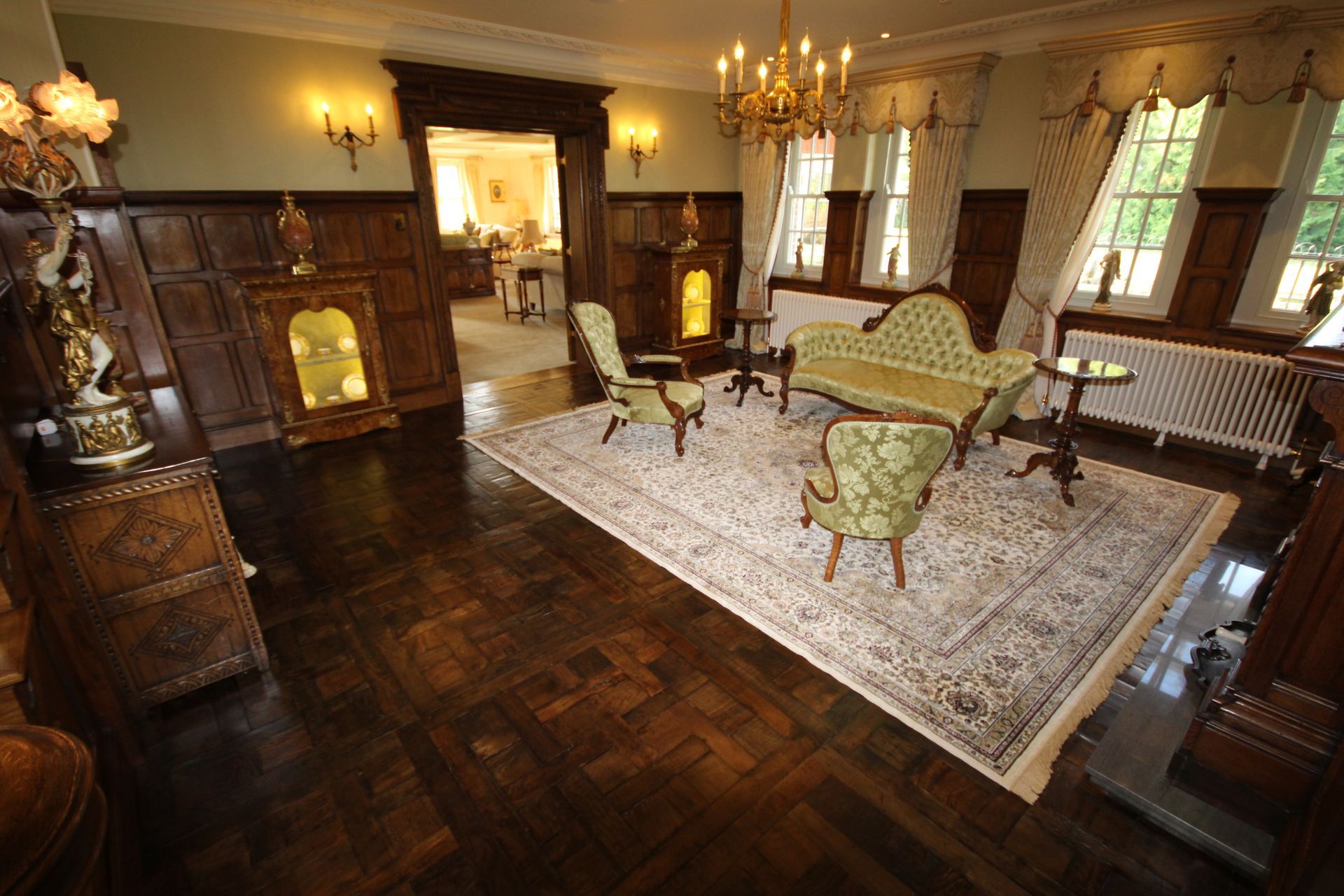 Antique Oak Flooring fitted at Greenstead Green lounge